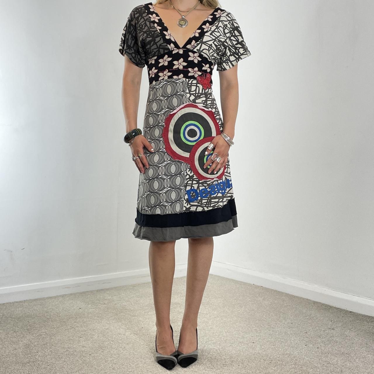 Desigual v neck multi coloured/patterned maxi dress