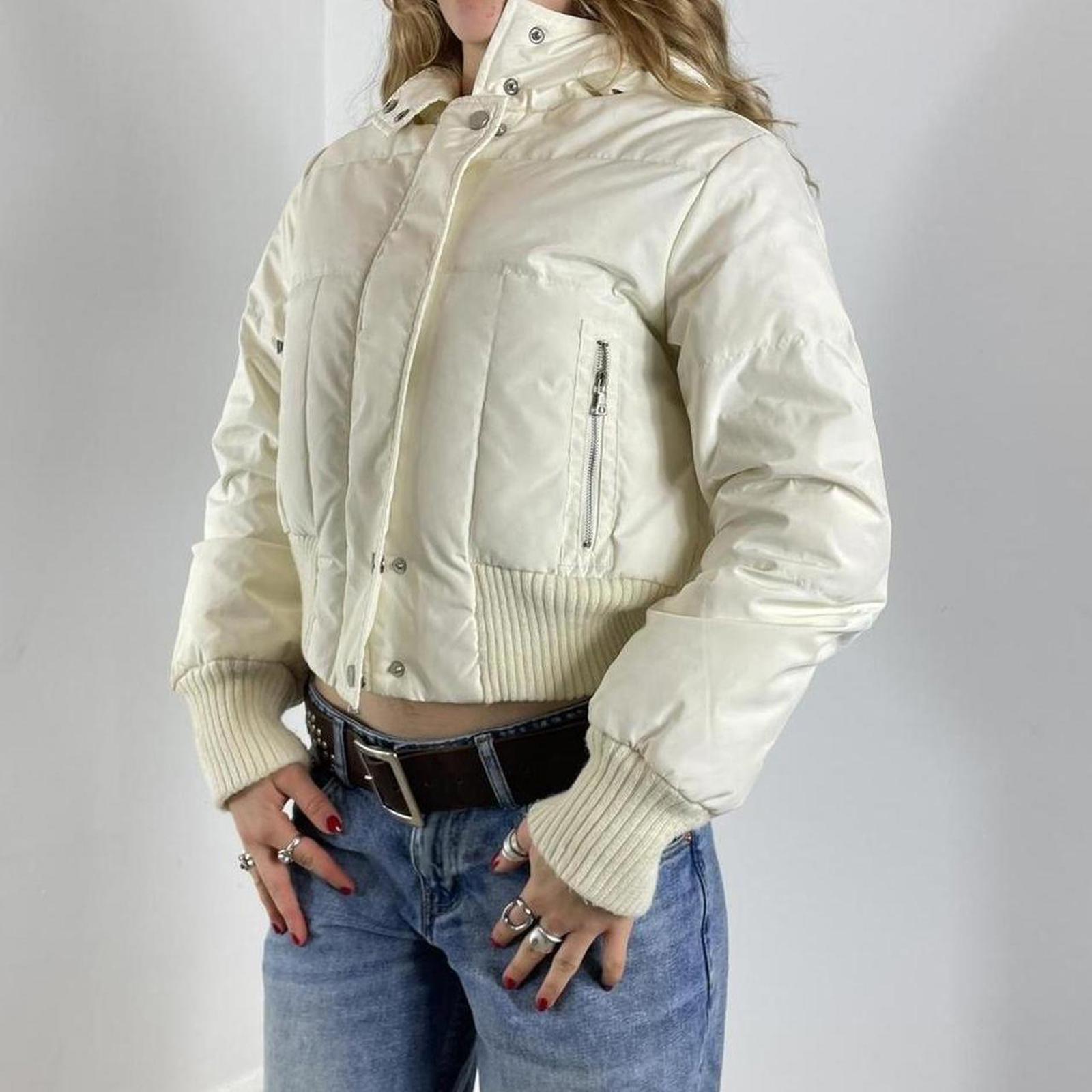 00s cropped cream puffer jacket