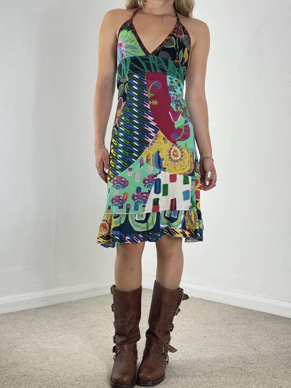 Desigual multi coloured halterneck mini dress