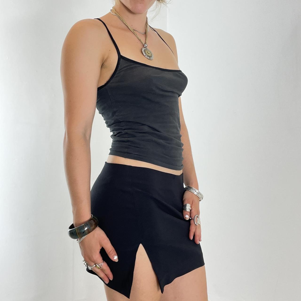 Black everyday mini skirt with a slit