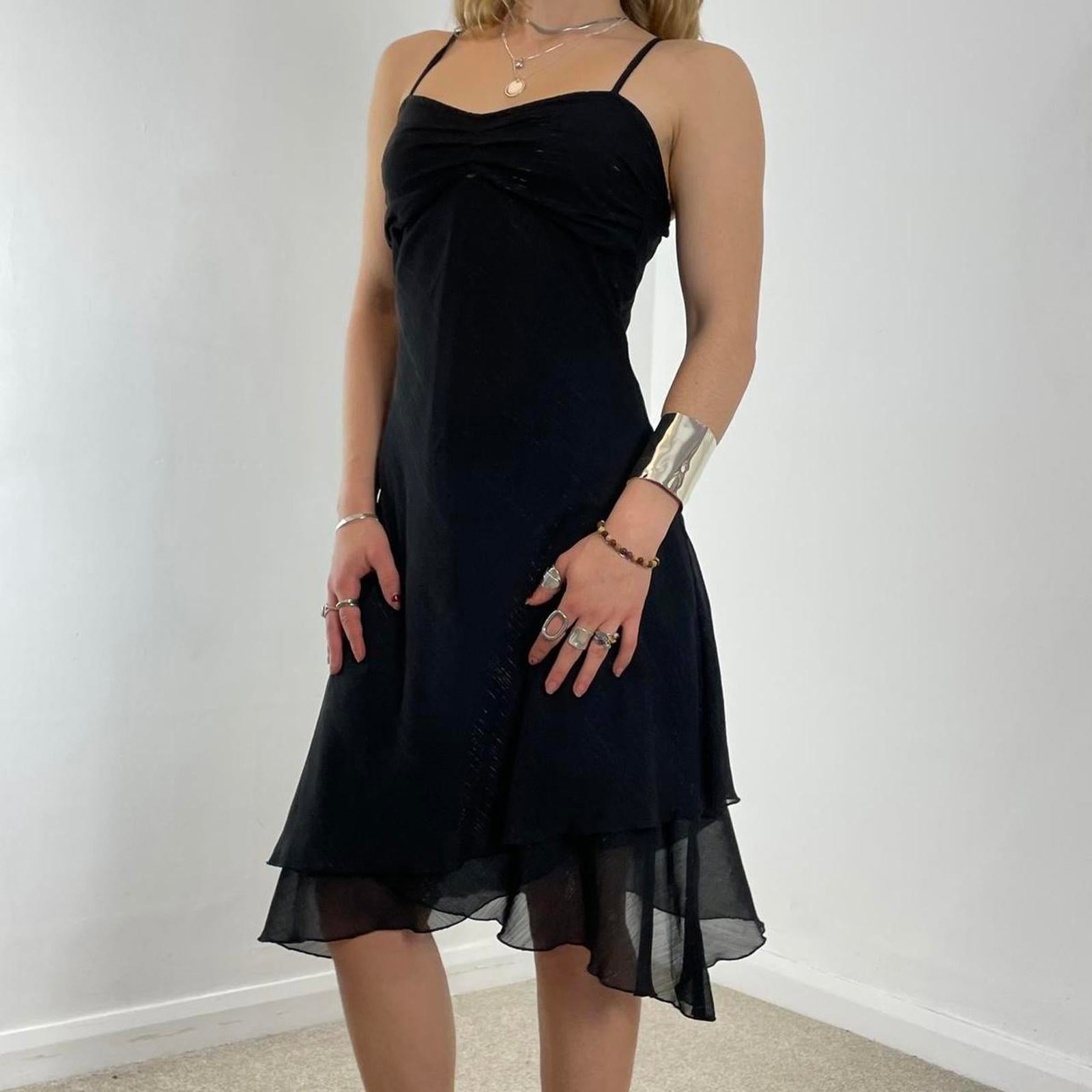 Double layred black mesh evening dress