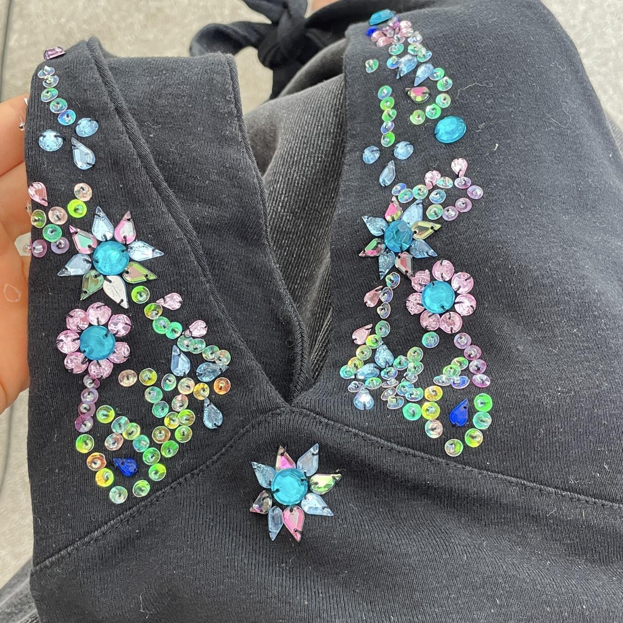 Black halterneck with multi coloured gems and sequins