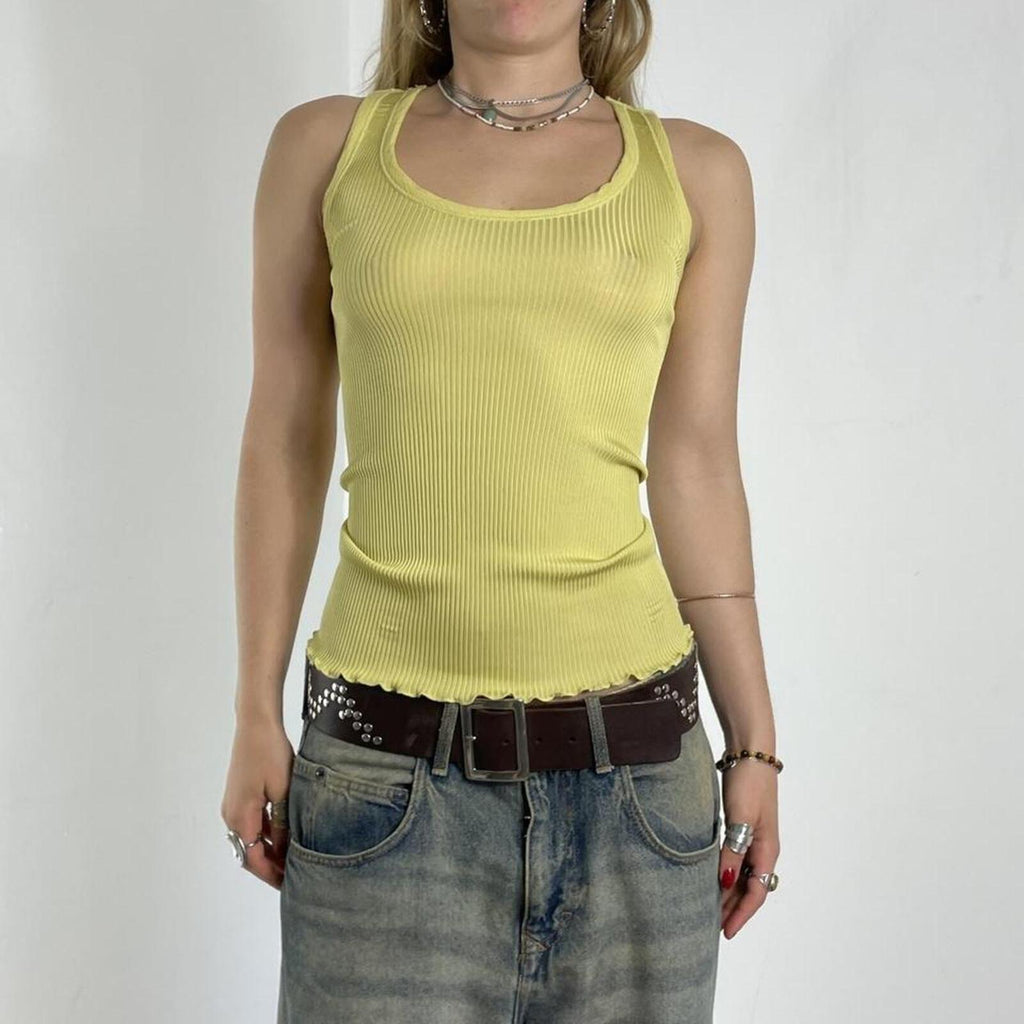 Y2k lime ribbed tank cami