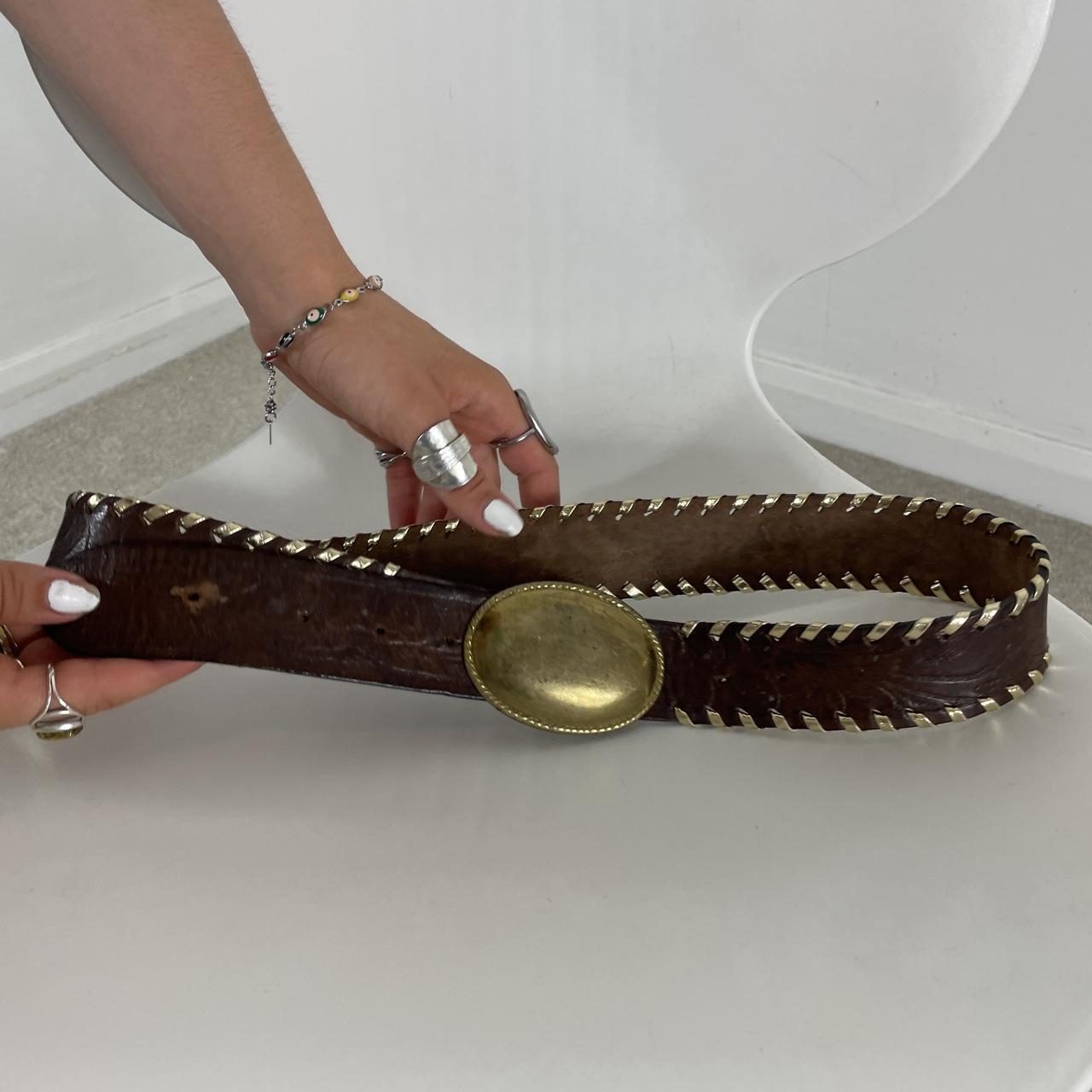 Vintage Brown and gold leather belt