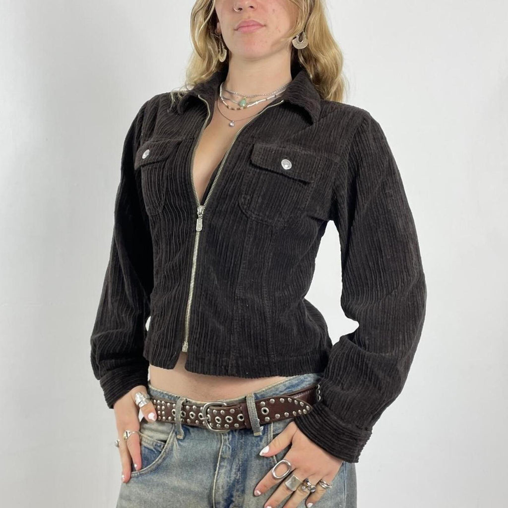 Brown cordury zip up jacket