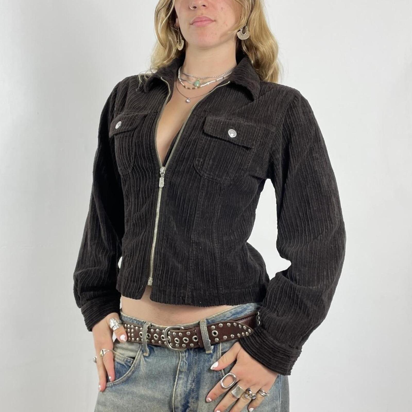 Brown cordury zip up jacket