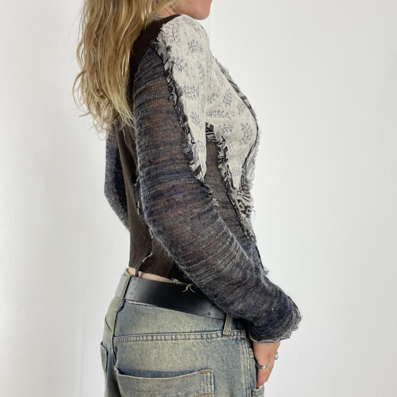 Wool avante garde ruffled grey long sleeve