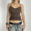 Brown and cream beaded cami top with noodle straps