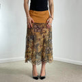 Tan bohemian multi layred mesh skirt