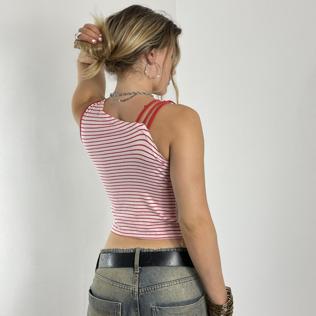 Red and white graphic alternative multi - tie top