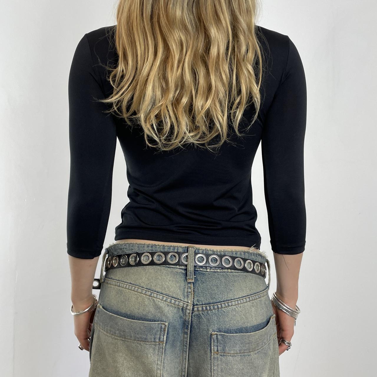 Vintage black lace 3/4 length sleeve top with a square neck