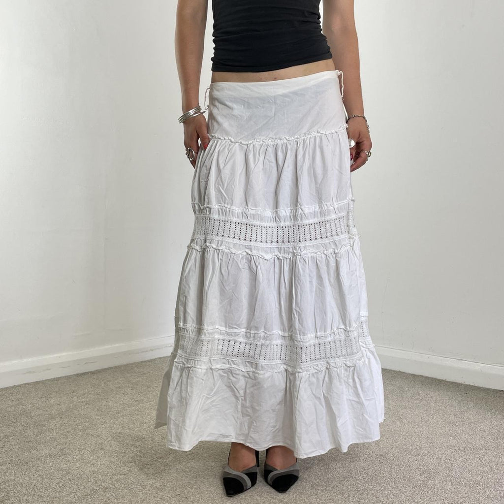 Vintage full length teired maxi skirt with mesh details