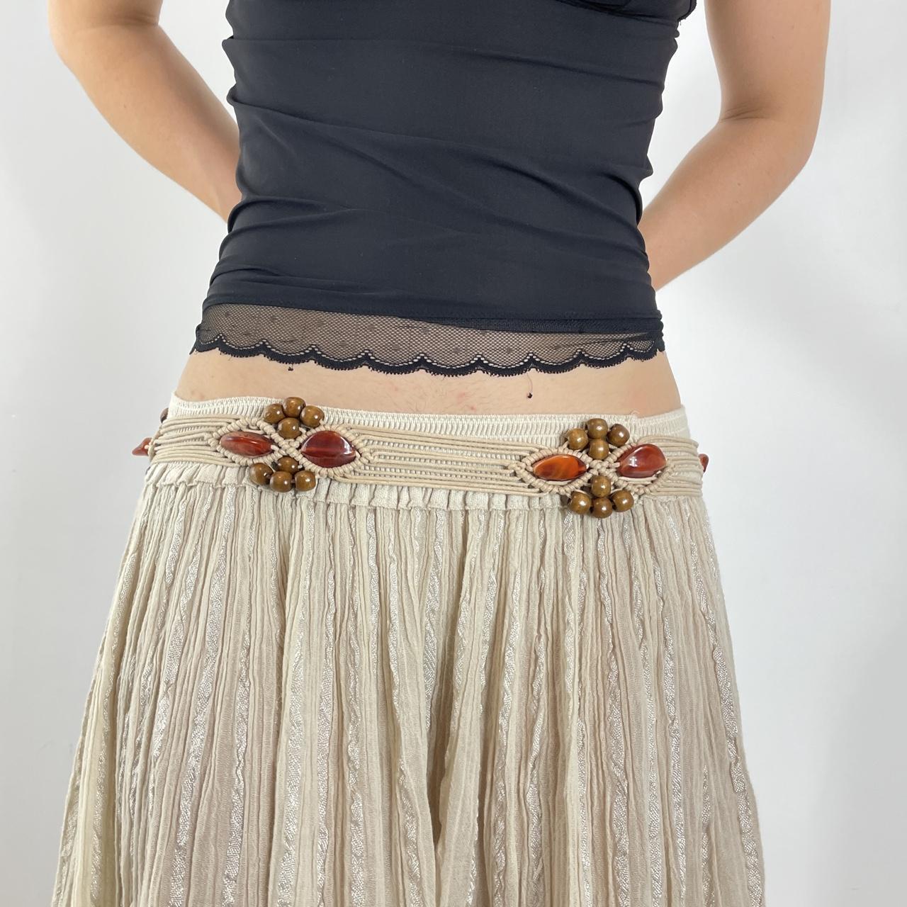 Plaited cream belt with beads