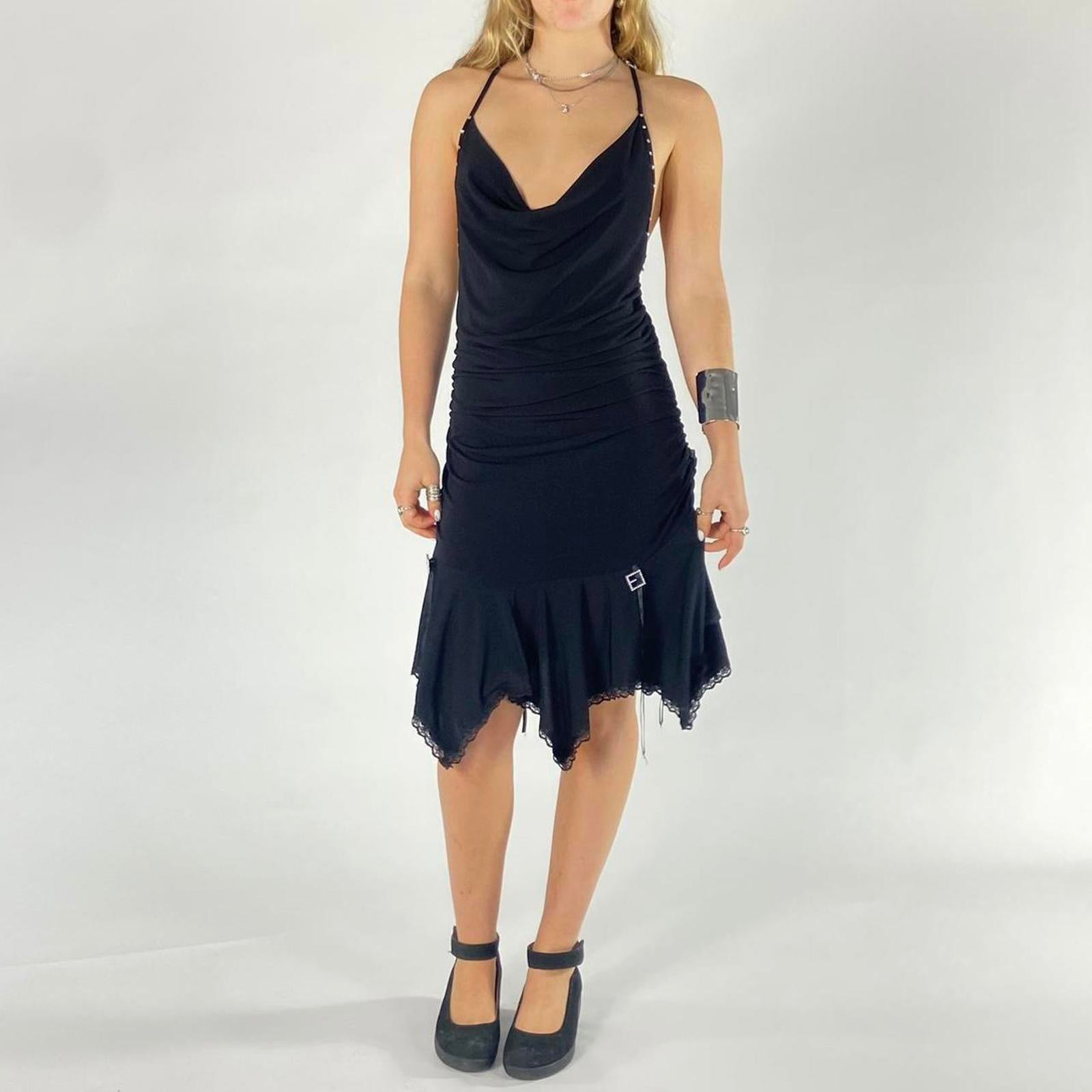 Insane avant grade grung cross back fairy core pleated dress.