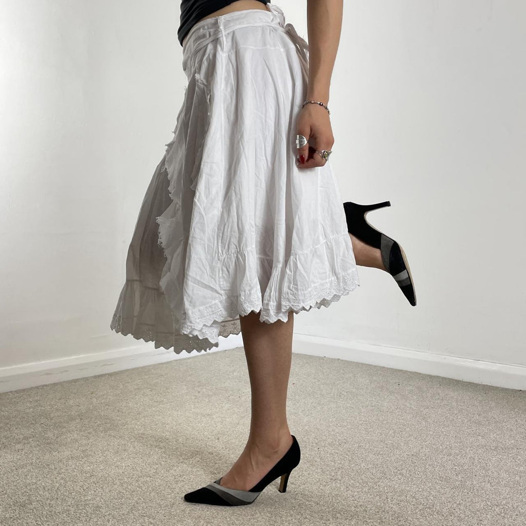 Vintage full length teired maxi skirt with embroided details