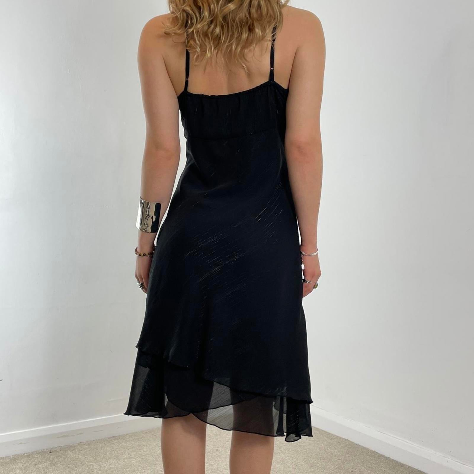 Double layred black mesh evening dress