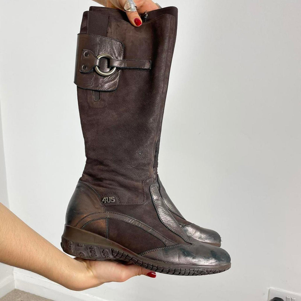 Vintage deep brown utility boots