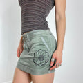 Y2k kahki micro skirt with flower print