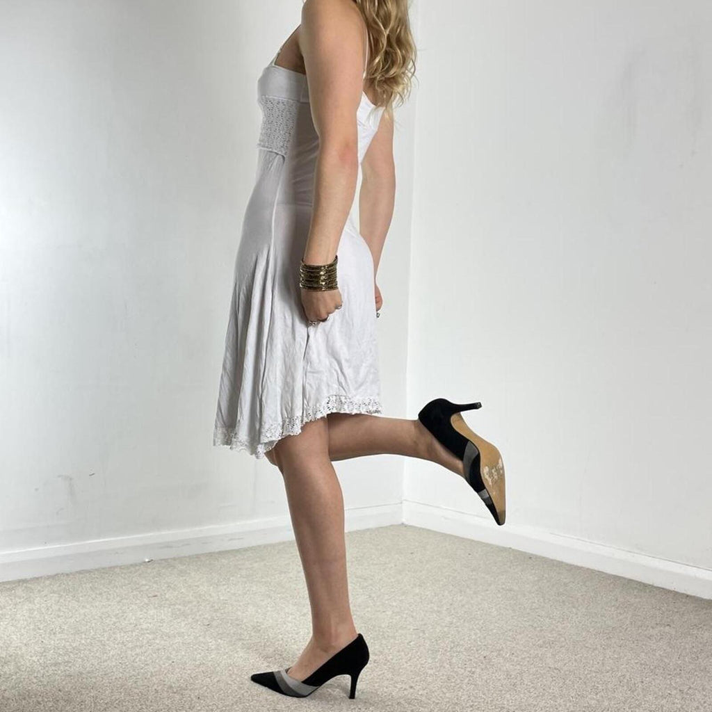 White lace cotton summer dress