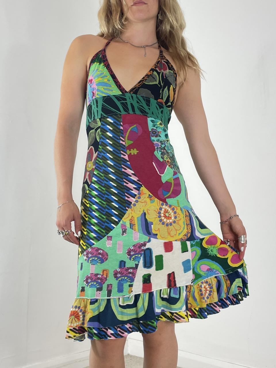 Desigual multi coloured halterneck mini dress