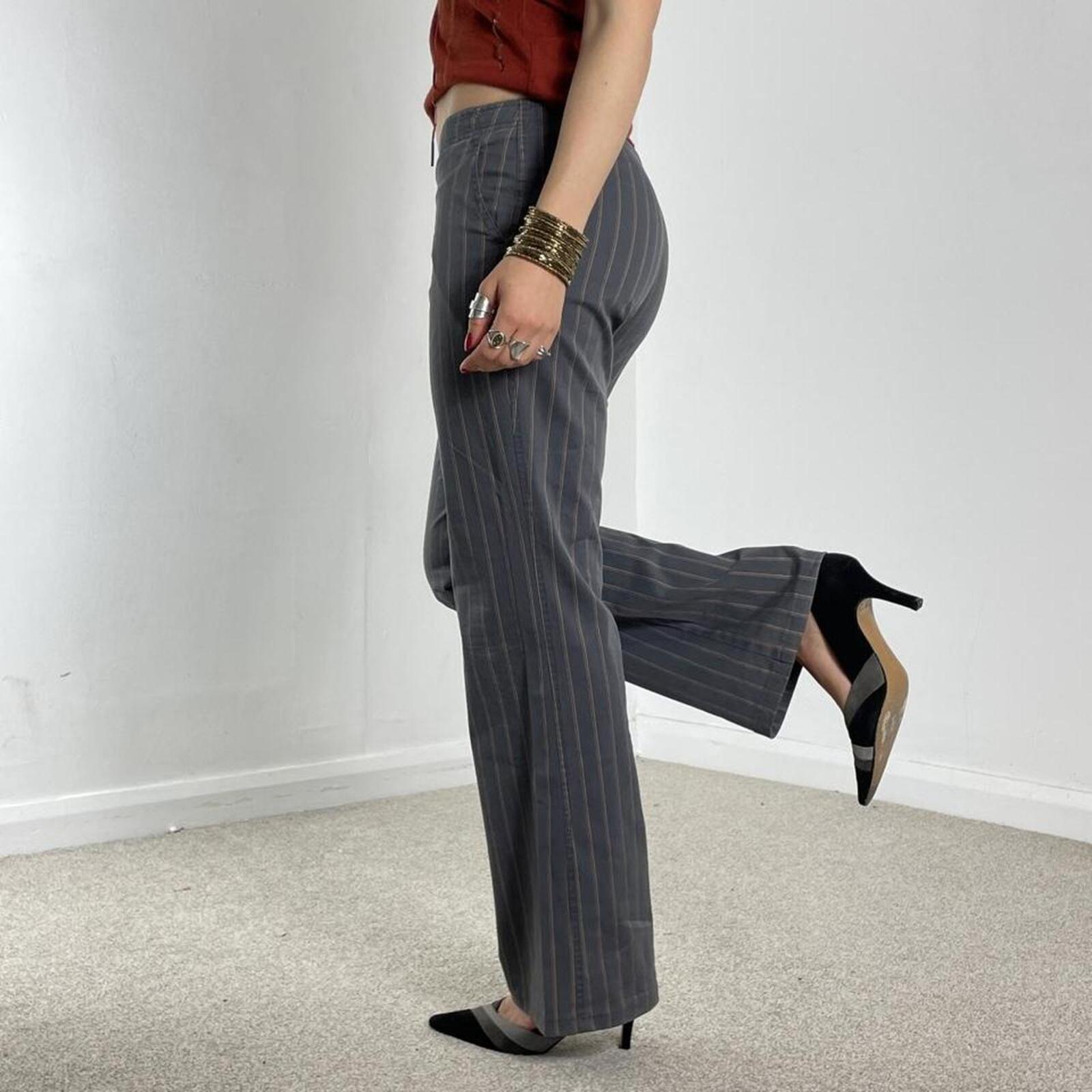 Pinstripe vintage low rise flared trousers