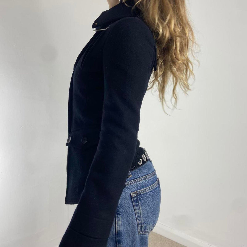Vintage black utility avant garde button up jacket