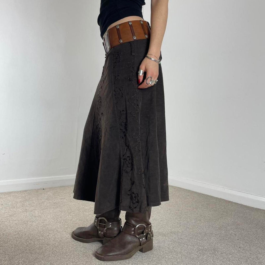 Vintage brown maxi floral skirt