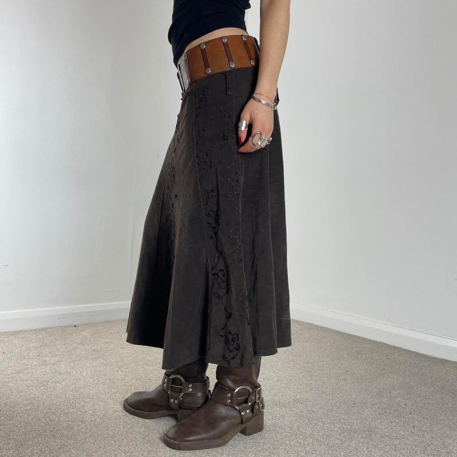 Vintage brown maxi floral skirt