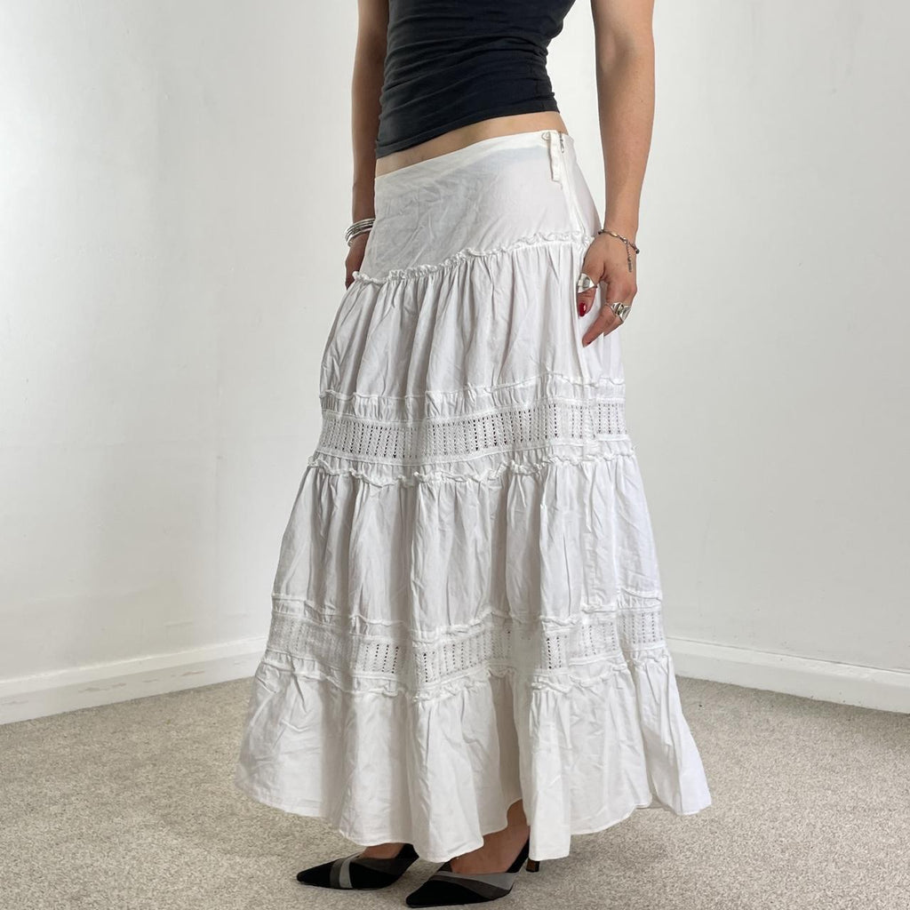 Vintage full length teired maxi skirt with mesh details