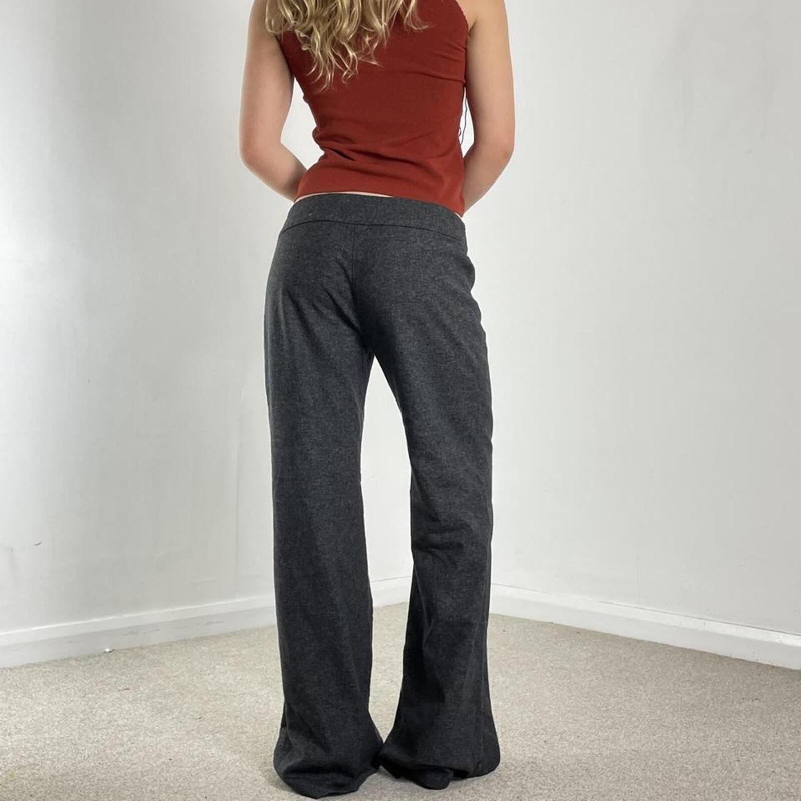 Low-rise Bell flared cotton office core wool trousers