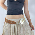 Boheiman brown plaited belt with shimmery shells