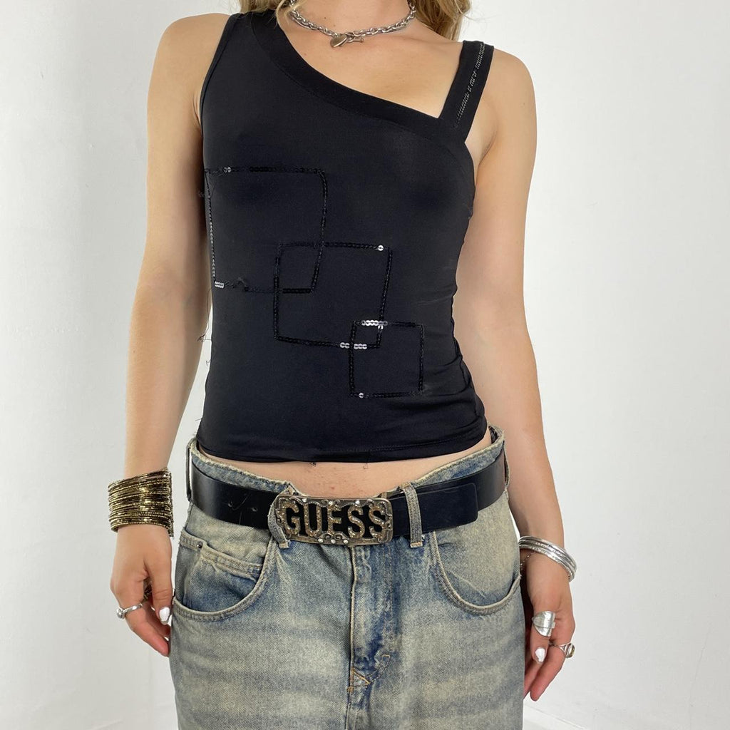 Asymmetrical one-shoulder sequin top