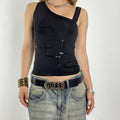 Asymmetrical one-shoulder sequin top