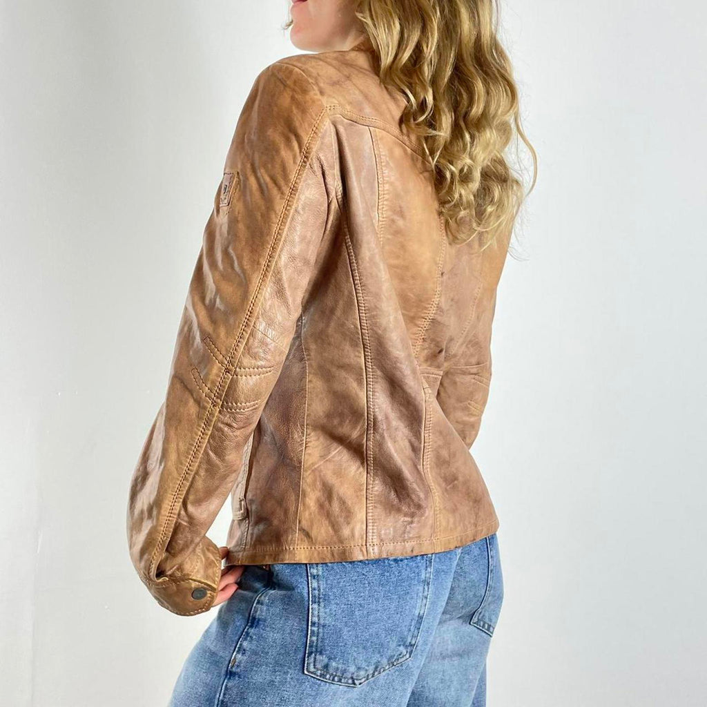 Vintage light brown Y2K leather jacket