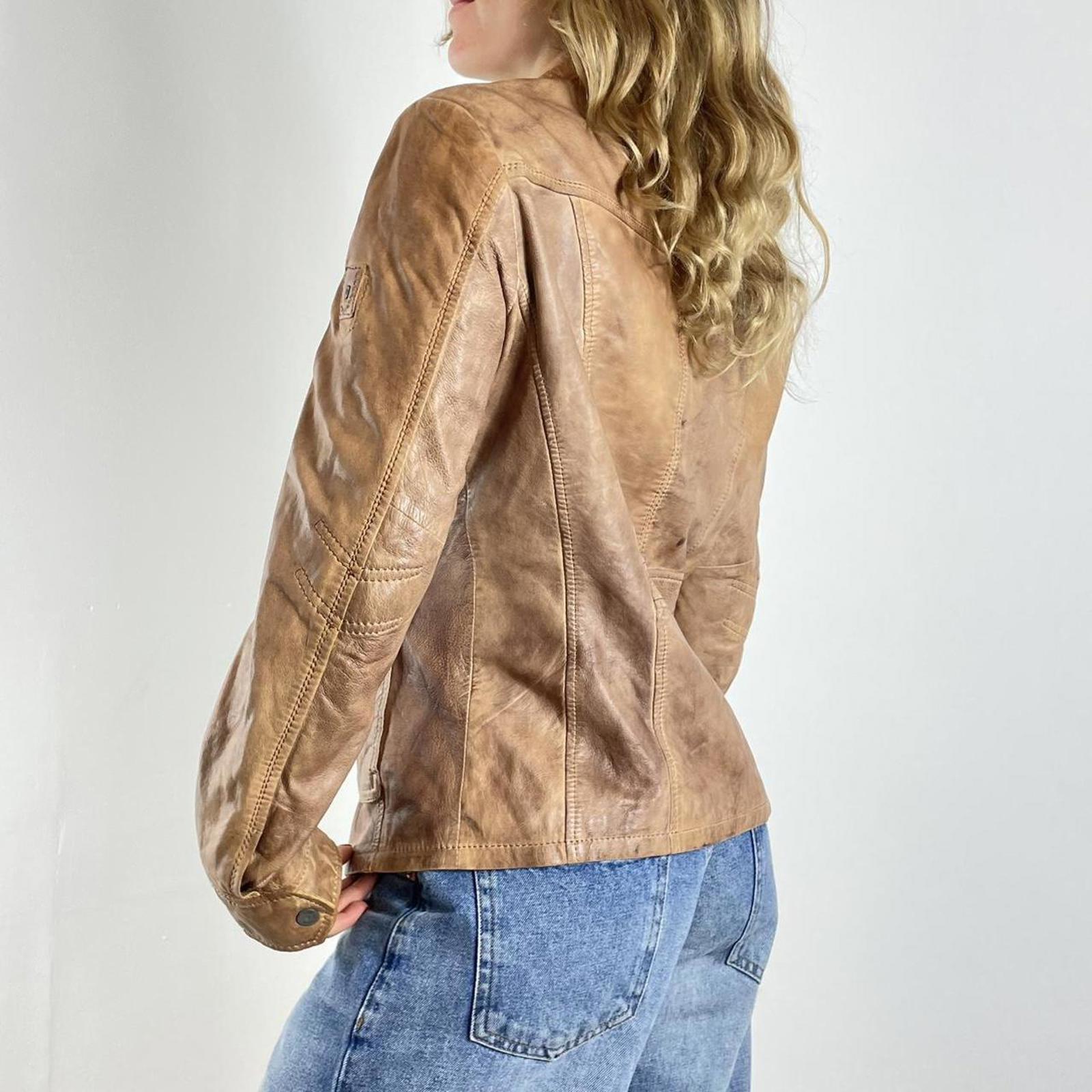 Vintage light brown Y2K leather jacket