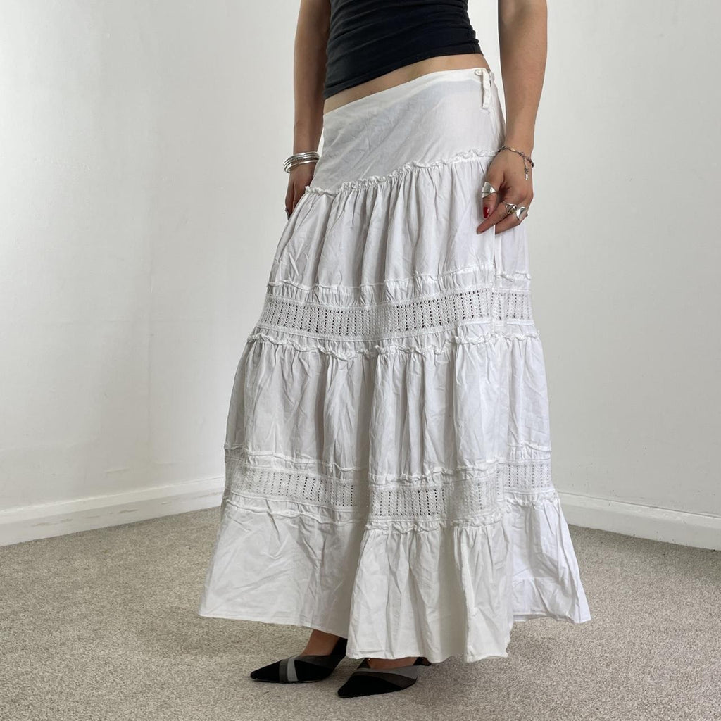 Vintage full length teired maxi skirt with mesh details