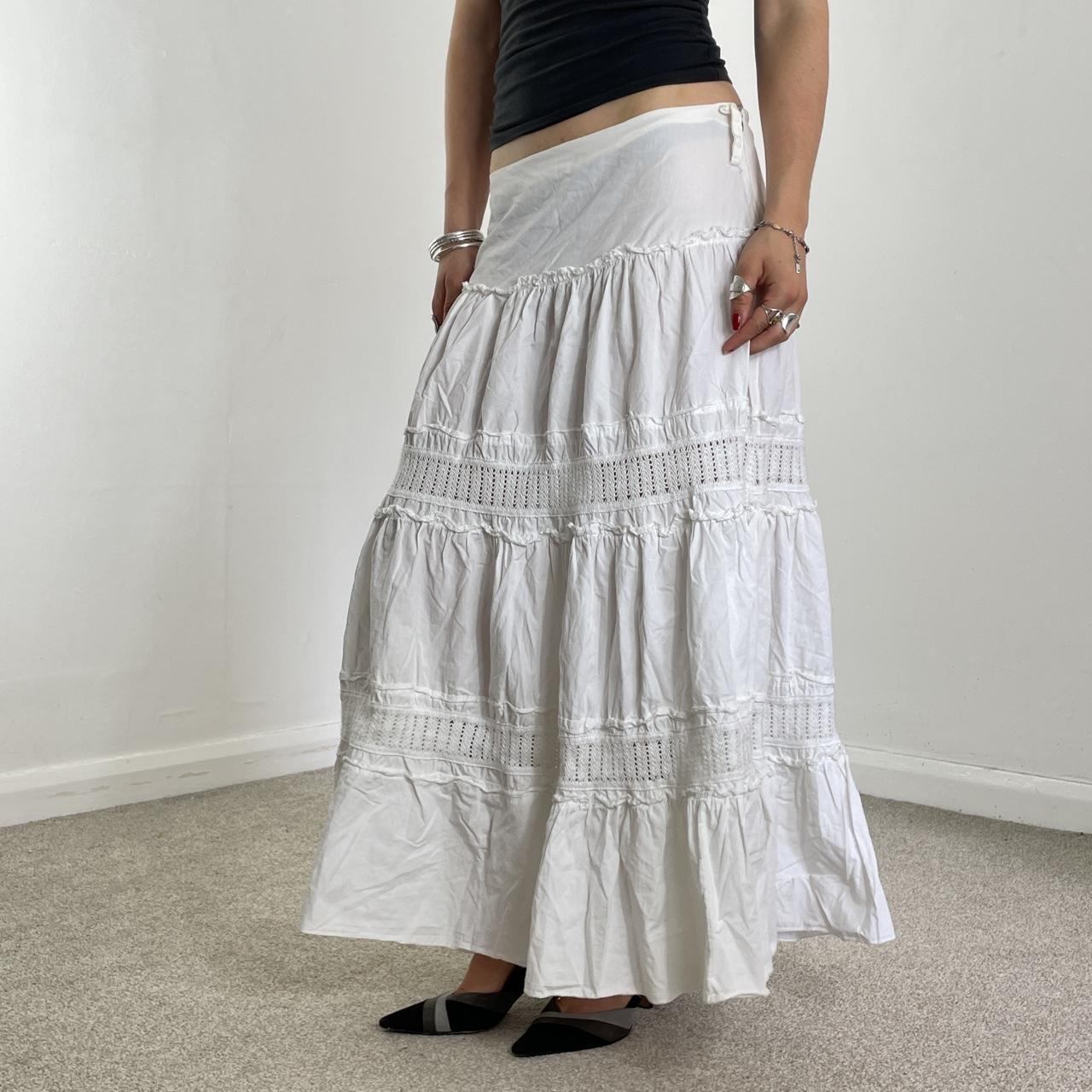 Vintage full length teired maxi skirt with mesh details