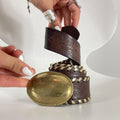 Vintage Brown and gold leather belt