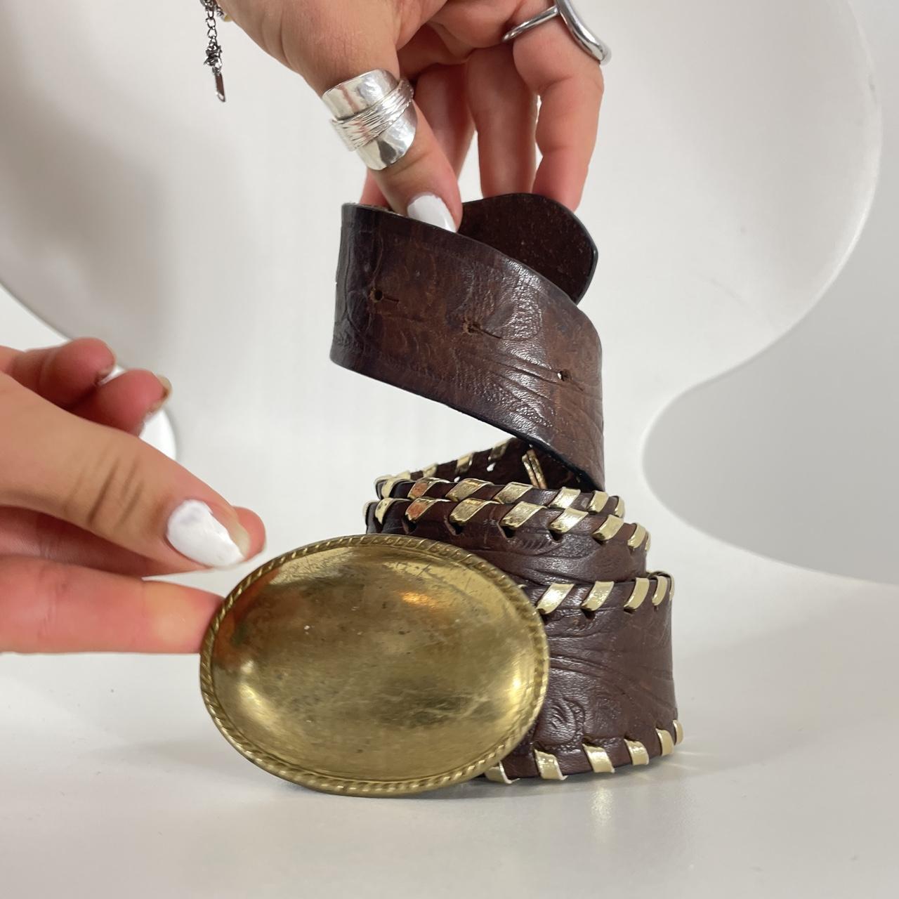 Vintage Brown and gold leather belt