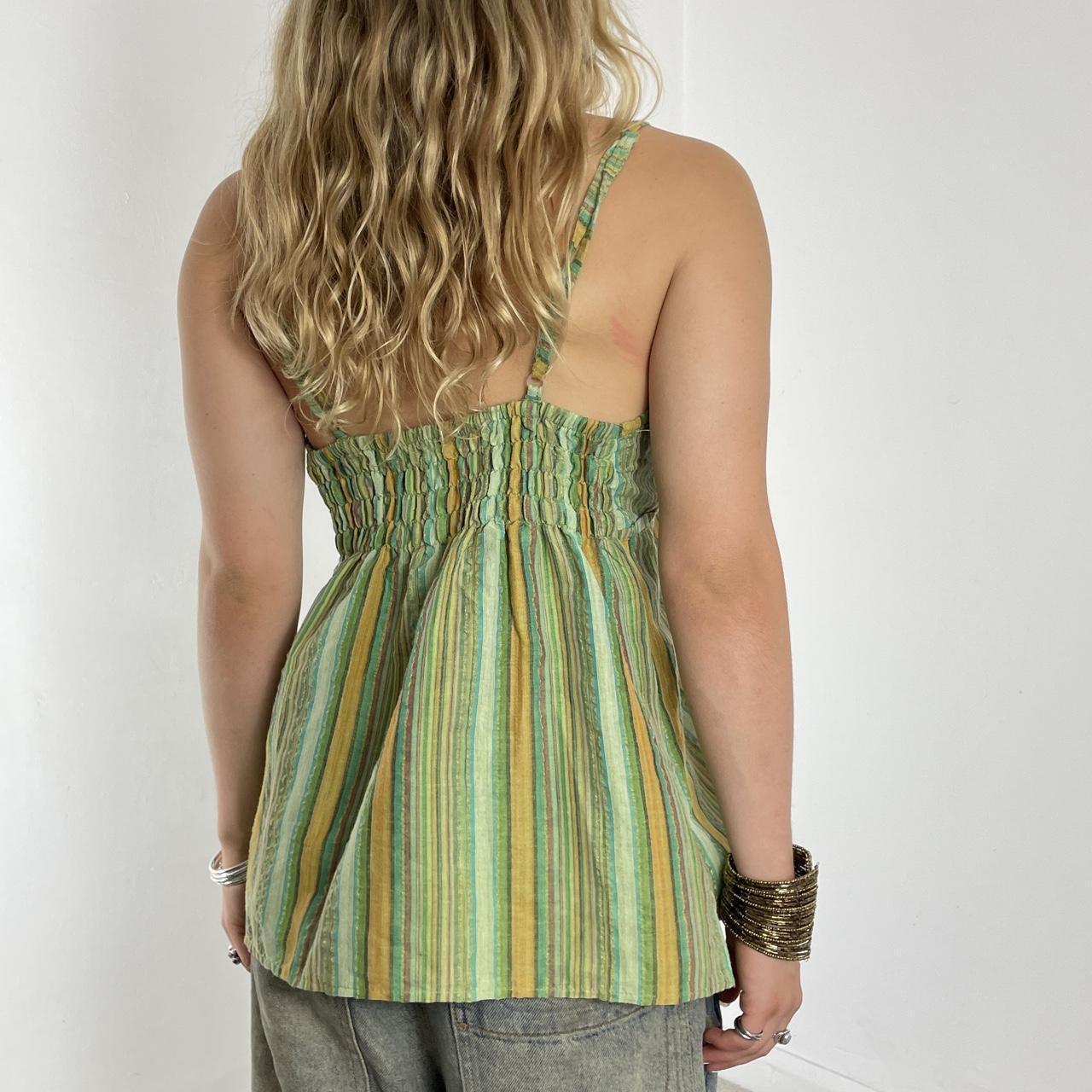 Cotton green and yellow striped cami top