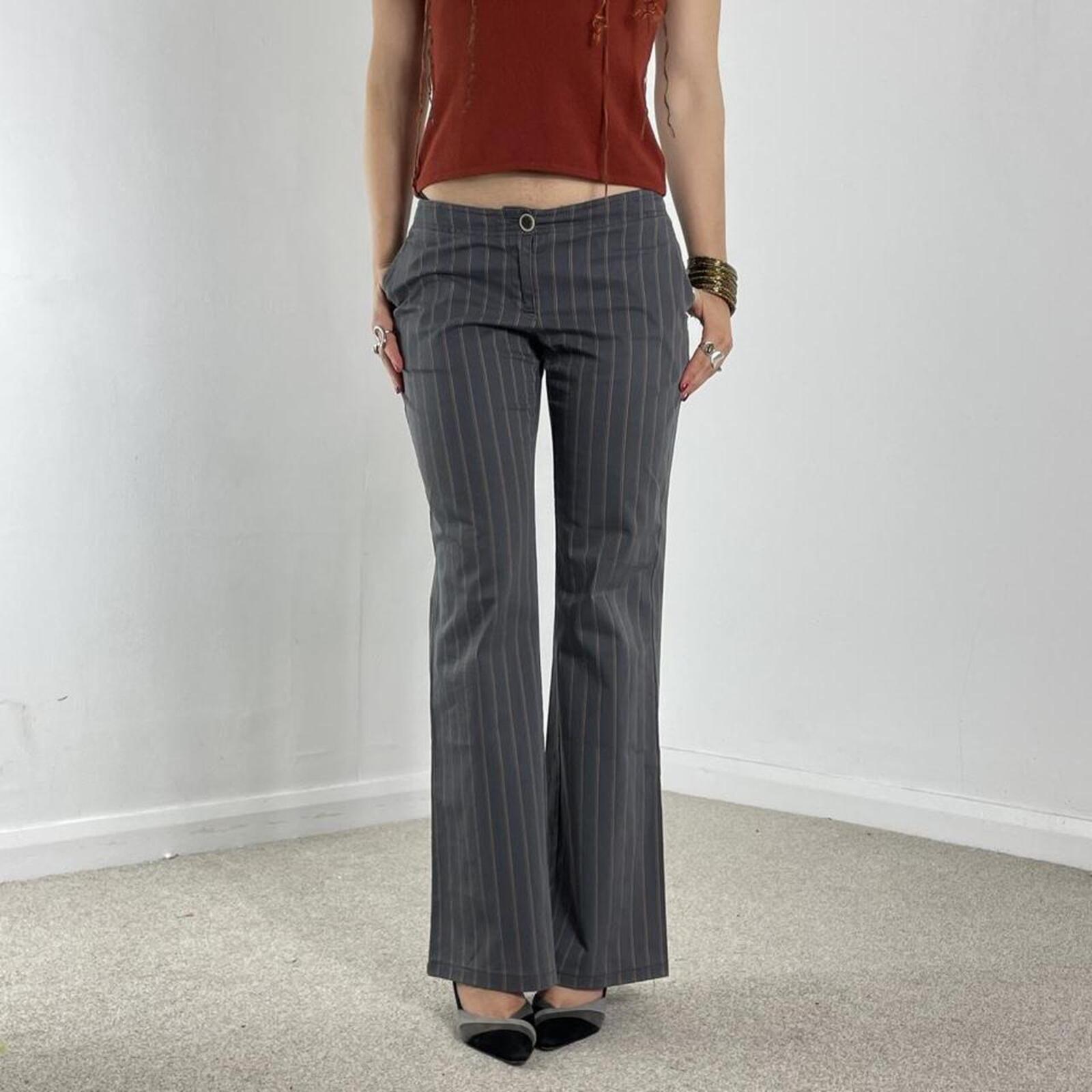 Pinstripe vintage low rise flared trousers