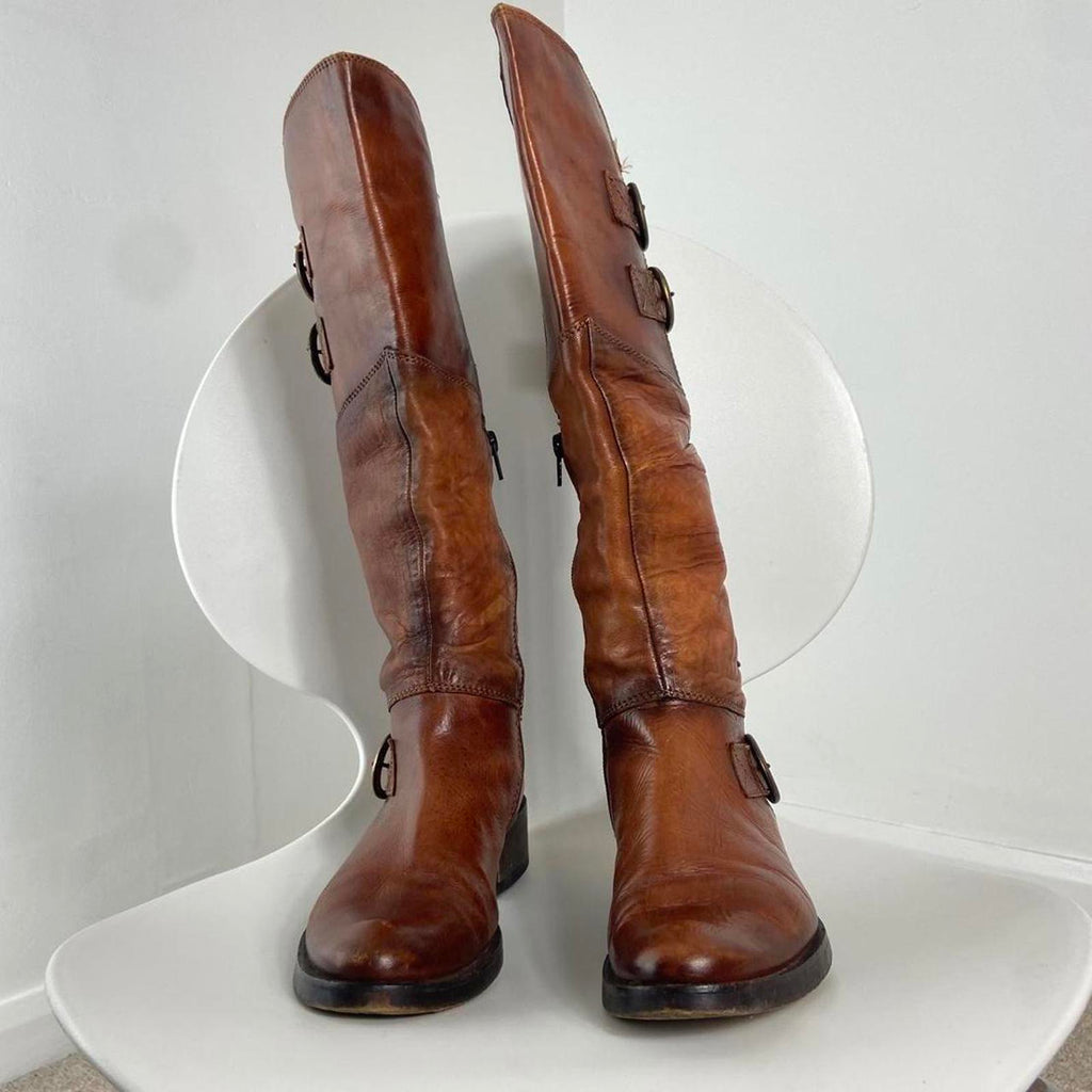 Vintage Redish brown biker boots