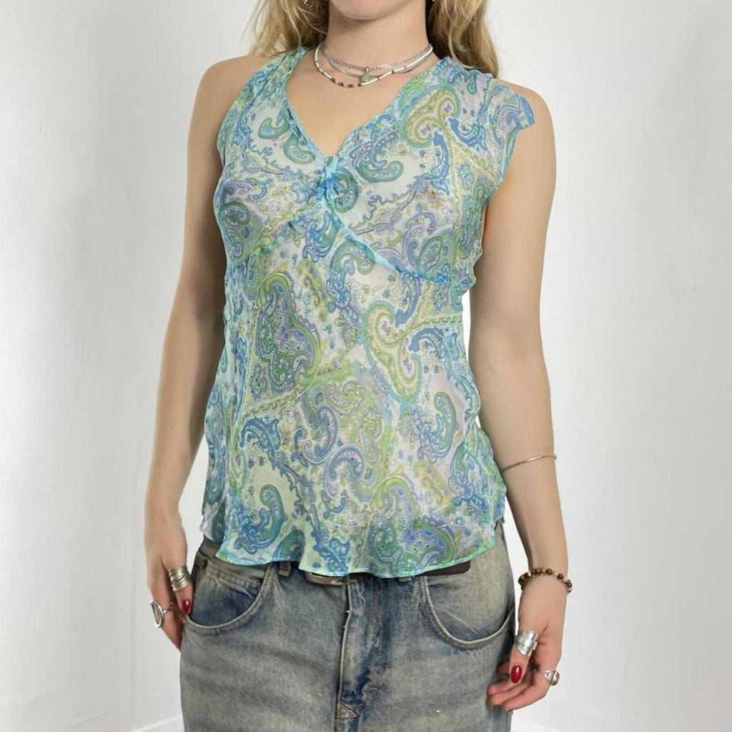 Boho patterend v neck flowy top