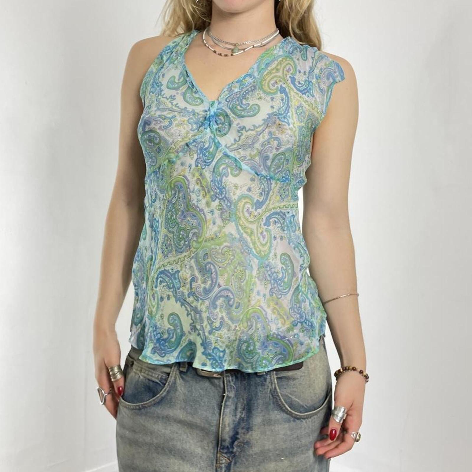 Boho patterend v neck flowy top