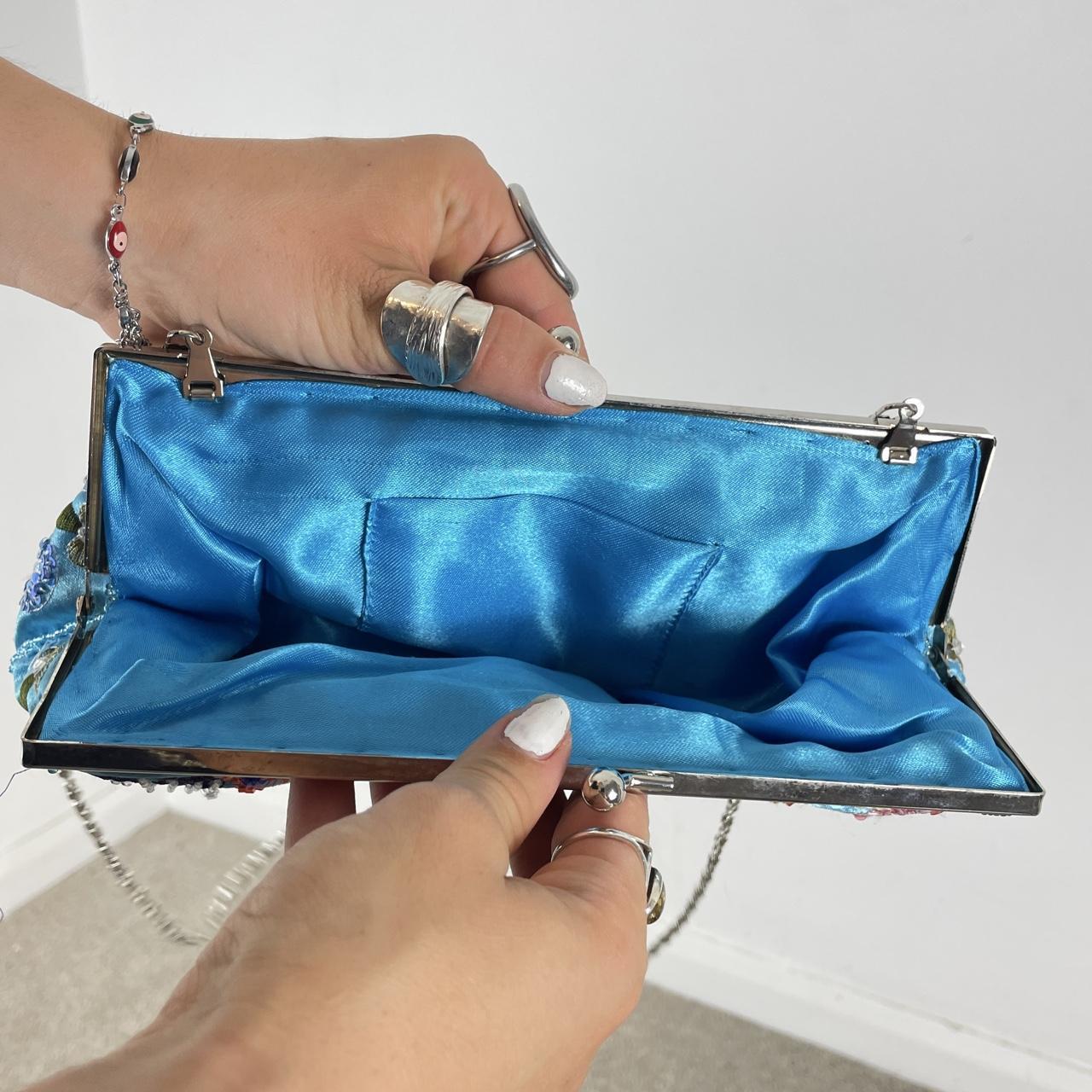 Beaded baby plue clutch bag