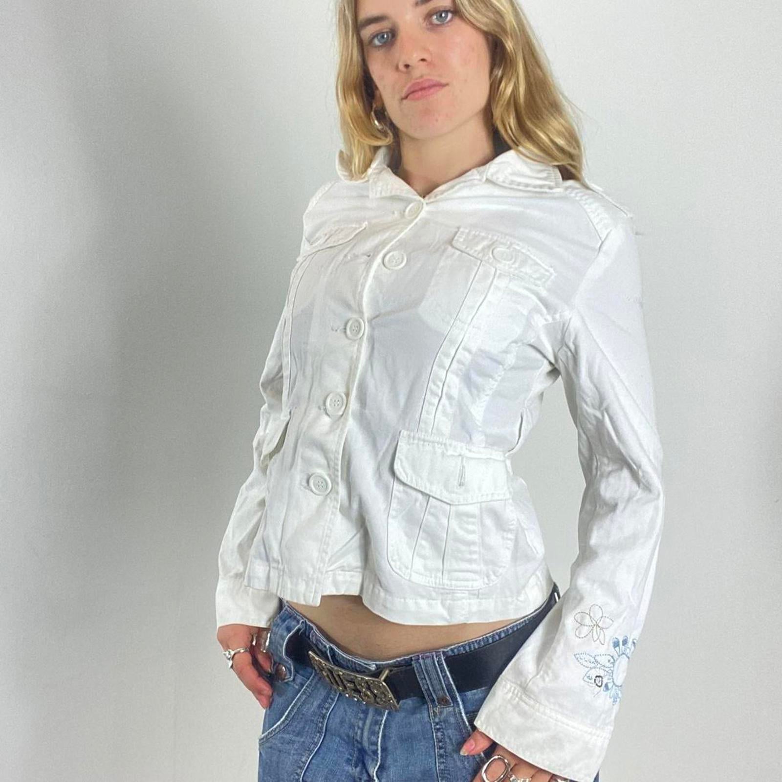 vintage white alt jacket!! panelled with buttons