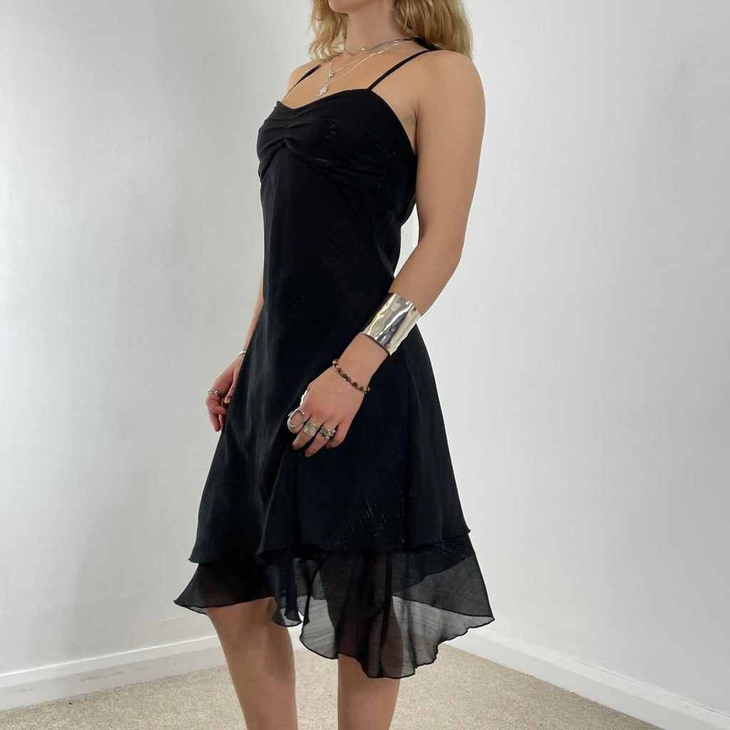 Double layred black mesh evening dress