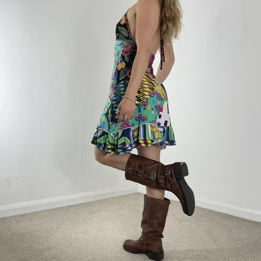 Desigual multi coloured halterneck mini dress
