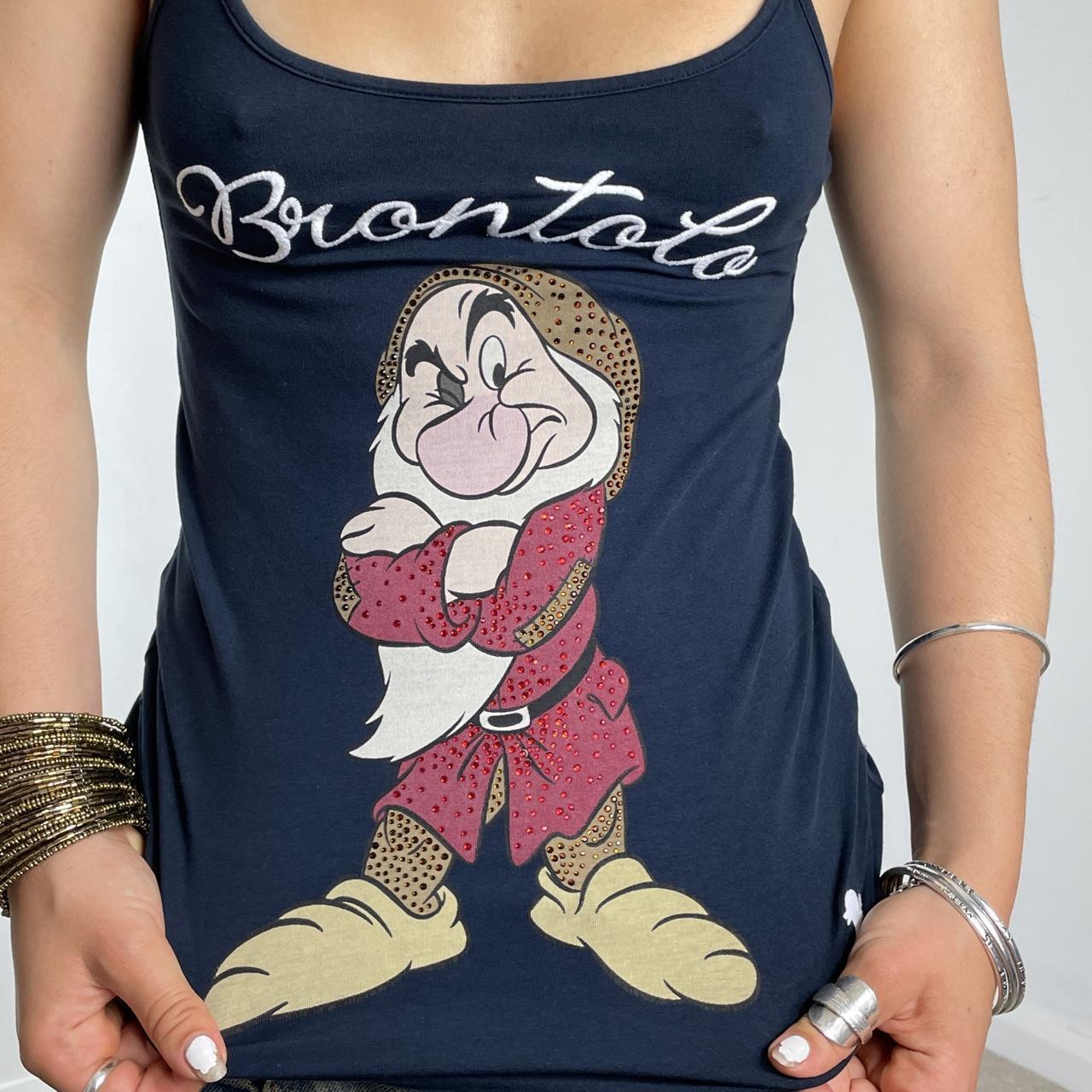 Navy cross back graphic disney fitted top