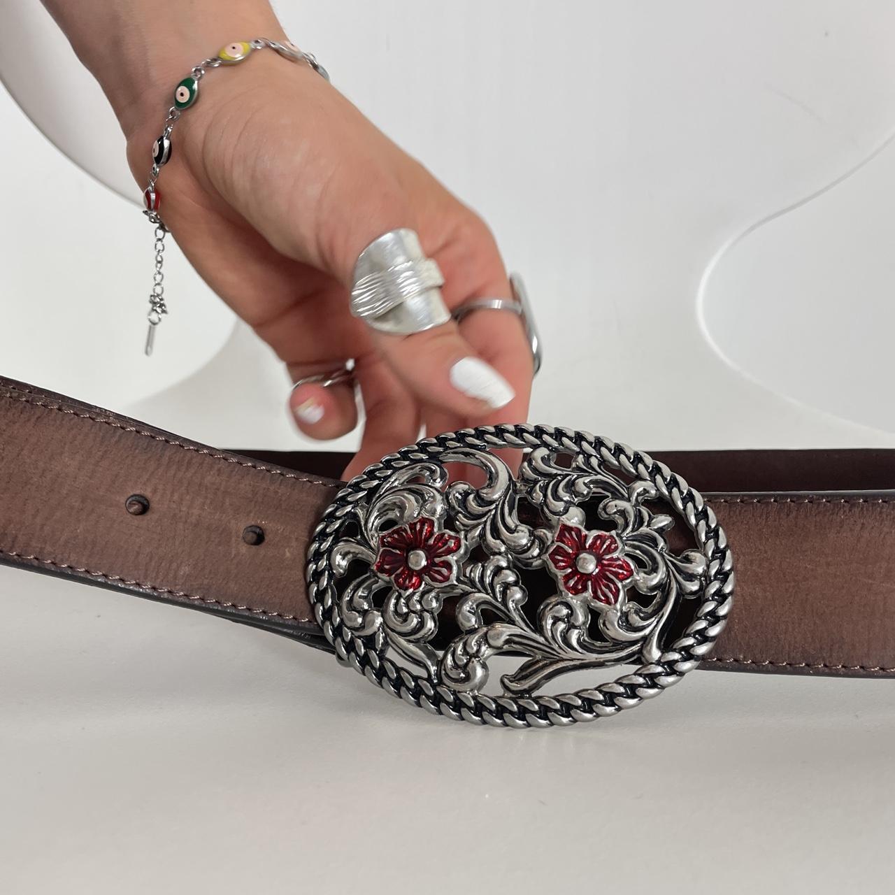 Silver and brown bohemian belt